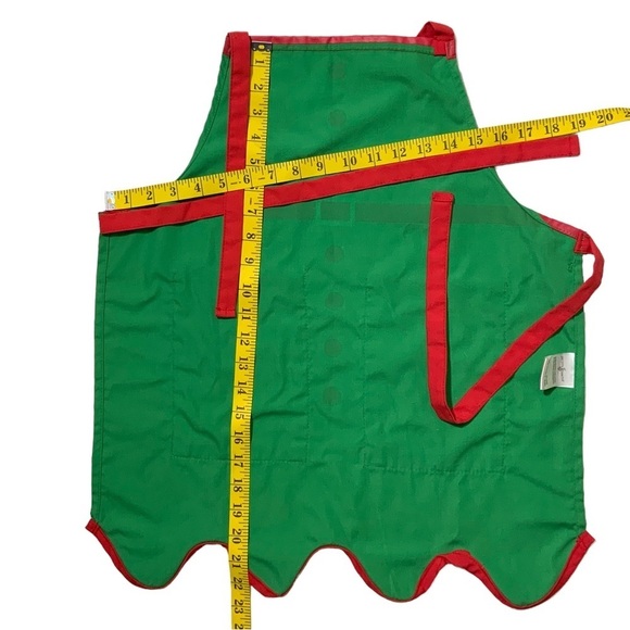 Apron Holiday Christmas Elf Bib Apron Adjustable Ties One Size Kids Green Red - Picture 6 of 11